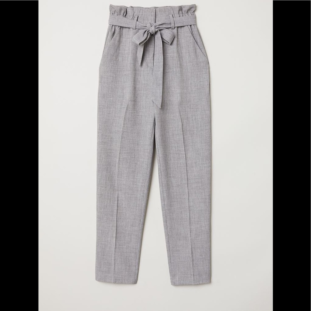 H&M Gray melange Paperbag Trousers